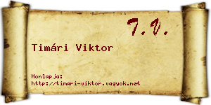 Timári Viktor névjegykártya